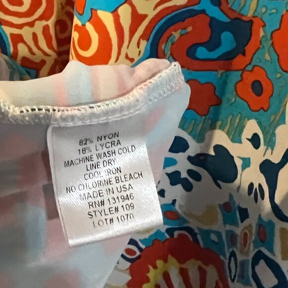 Jude Connally Dress Printed Blue 3/4 Ruffle Sleeve Cruise Shift Small Travel - Picture 4 of 5